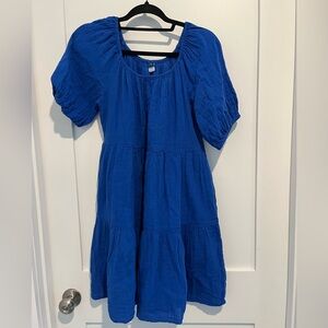 Blue Flowy Peasant Dress